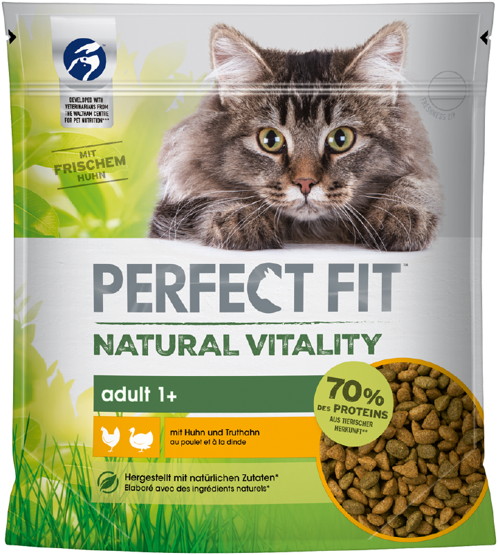 PERFECT FIT Katzen-Trockenfutter Natural Vitality Adult 1+ Huhn+Truthahn